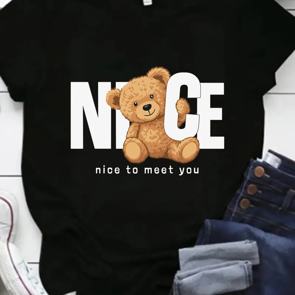 Nice Teddy Bear Print Women T Shirt Casual Short Sleeve O-Neck Cartoon Graphic Tees
Nice Teddy Bear Print Women T Shirt Casual Short Sleeve O-Neck Cartoon Graphic Tees