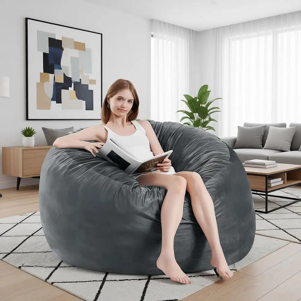 3-Seat Bean Bag Chair - Ideal for Living Rooms, Dorms, and Bedrooms with Soft Microfiber Cover, Grey
3-Seat Bean Bag Chair - Ideal for Living Rooms, Dorms, and Bedrooms with Soft Microfiber Cover, Grey