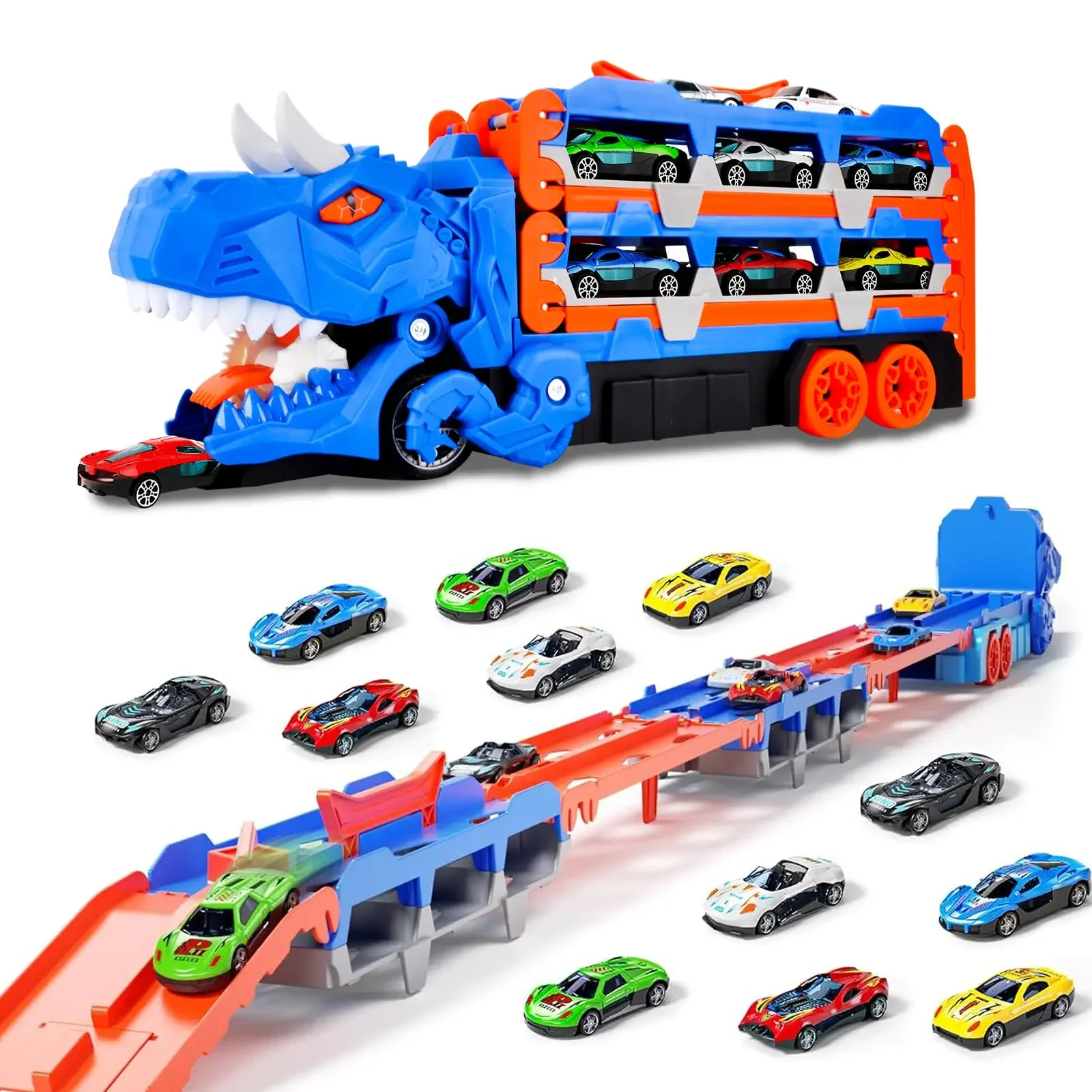 Dinosaur Transport Truck Toy Race Track Folding Dino Carrier Car Set with Mini Cars Gifts for Kids Boys Ages 3-5 Toddlers Toys
Dinosaur Transport Truck Toy Race Track Folding Dino Carrier Car Set with Mini Cars Gifts for Kids Boys Ages 3-5 Toddlers Toys