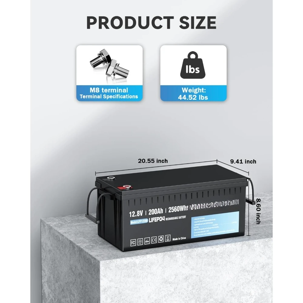 Литиевая батарея LiFePO4 12В 200Ач, 2 порта, встроенная BMS 200А, 15000+ циклов глубокого разряда, максимальная выходная мощность 2560Вт, на заказ
Литиевая батарея LiFePO4 12В 200Ач, 2 порта, встроенная BMS 200А, 15000+ циклов глубокого разряда, максимальная выходная мощность 2560Вт, на заказ