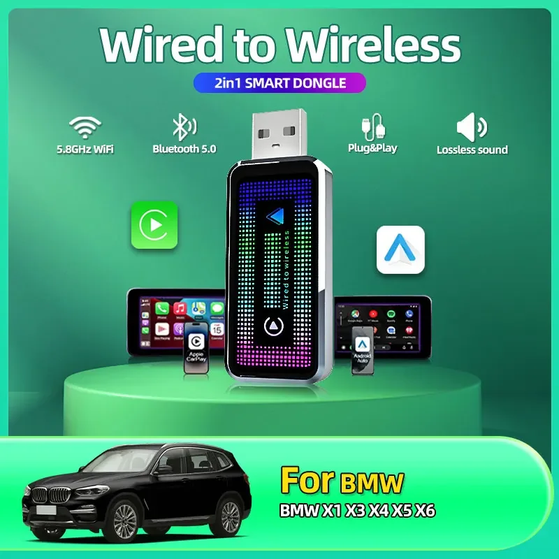 2in1 Wireless CarPlay Android Auto Wireless Smart Dongle Mini Box Plug And Play For BMW X1 X3 X4 X5 X6 car accessory tools
2in1 Wireless CarPlay Android Auto Wireless Smart Dongle Mini Box Plug And Play For BMW X1 X3 X4 X5 X6 car accessory tools