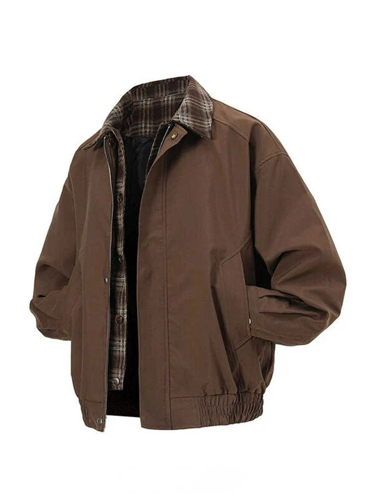 American Retro Fake Two-Piece Jacket Men's Brown Marbled Barn Plaid Patchwork Collar Baseball Style Outdoor Spring Autumn
American Retro Fake Two-Piece Jacket Men's Brown Marbled Barn Plaid Patchwork Collar Baseball Style Outdoor Spring Autumn