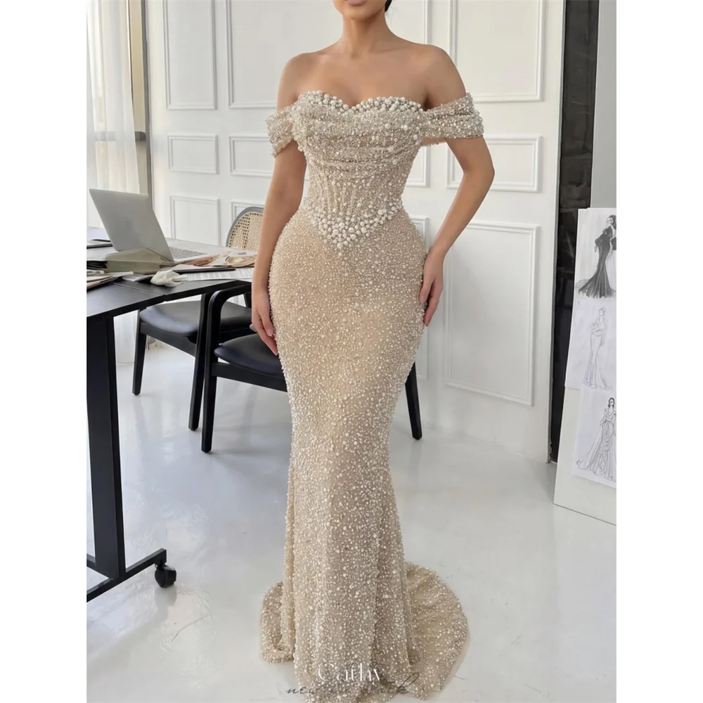 Cathy Настроить светлое платье цвета шампанского с жемчугом и русалкой для выпускного вечера с открытыми плечами, милое платье de noiva, вечерние платья длиной до пола
Cathy Настроить светлое платье цвета шампанского с жемчугом и русалкой для выпускного вечера с открытыми плечами, милое платье de noiva, вечерние платья длиной до пола