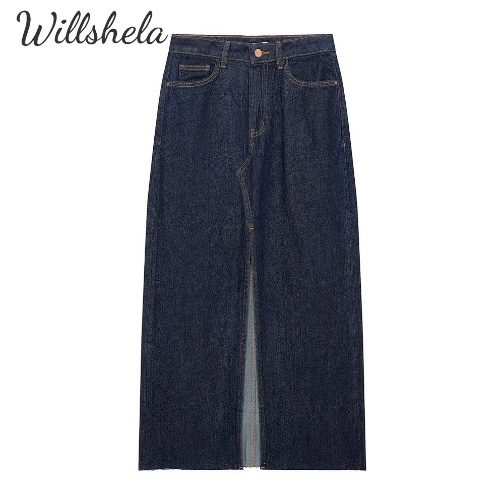 Willshela Women Fashion Denim Jeans Midi Pencil Skirt Front Slit Female Chic Mujer Long Skirt
Willshela Women Fashion Denim Jeans Midi Pencil Skirt Front Slit Female Chic Mujer Long Skirt