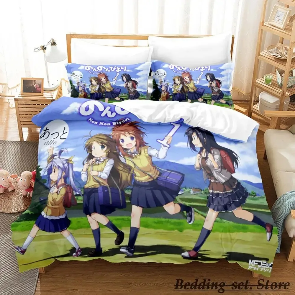 Non non biyori Bedding Set Single Twin Full Queen King Size Bed Set Adult Kid Bedroom Duvetcover Sets Anime parure de lit Bed
Non non biyori Bedding Set Single Twin Full Queen King Size Bed Set Adult Kid Bedroom Duvetcover Sets Anime parure de lit Bed