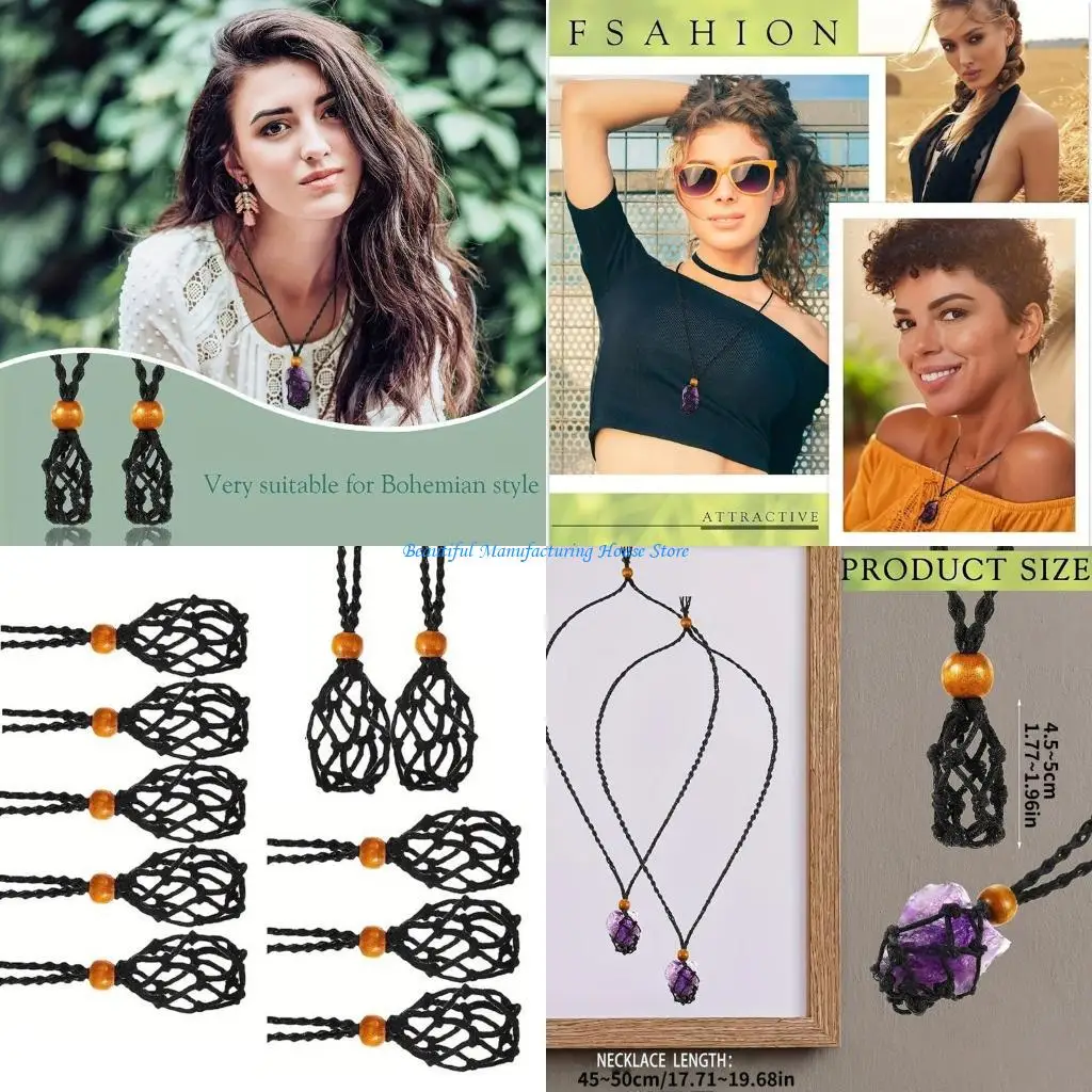 E56A Pack of 10 Adjustable Cord Necklace Natural Crystals and Stones Holder Pendant Neckchain Unique Accessory for Women
E56A Pack of 10 Adjustable Cord Necklace Natural Crystals and Stones Holder Pendant Neckchain Unique Accessory for Women