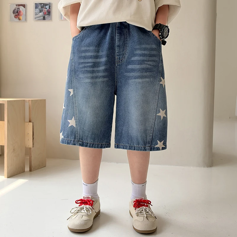 New boys' pentagram jeans for summer 2026 children's sports shorts for autumn girls' street basketball jeans for spring
New boys' pentagram jeans for summer 2026 children's sports shorts for autumn girls' street basketball jeans for spring