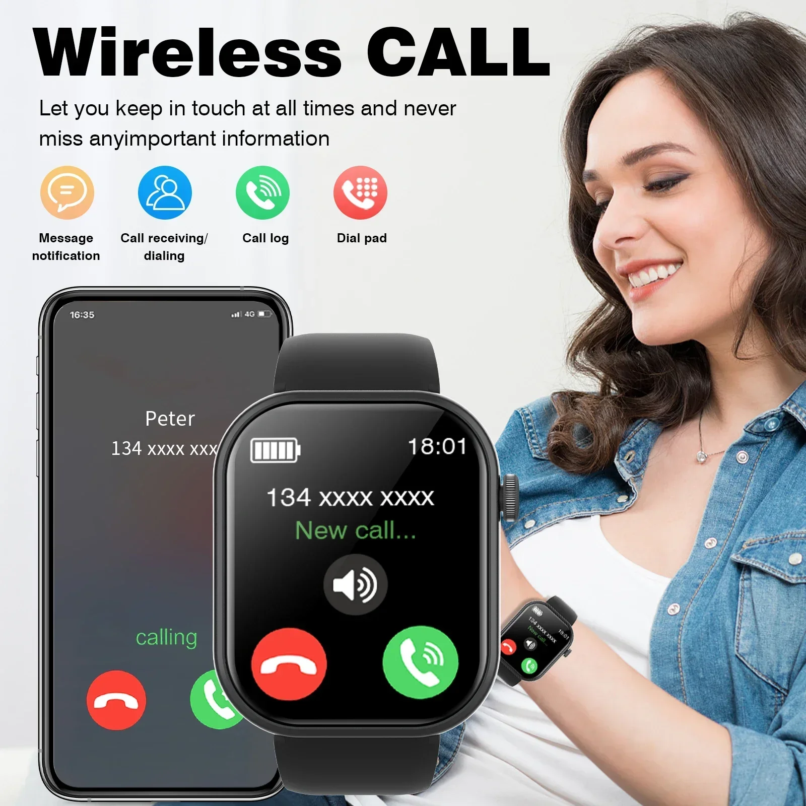 Hot Sale Full Touch Screen Smartwatch with Call and Message Reminders and Customizable Wallpapers for Android and IPhone
Hot Sale Full Touch Screen Smartwatch with Call and Message Reminders and Customizable Wallpapers for Android and IPhone