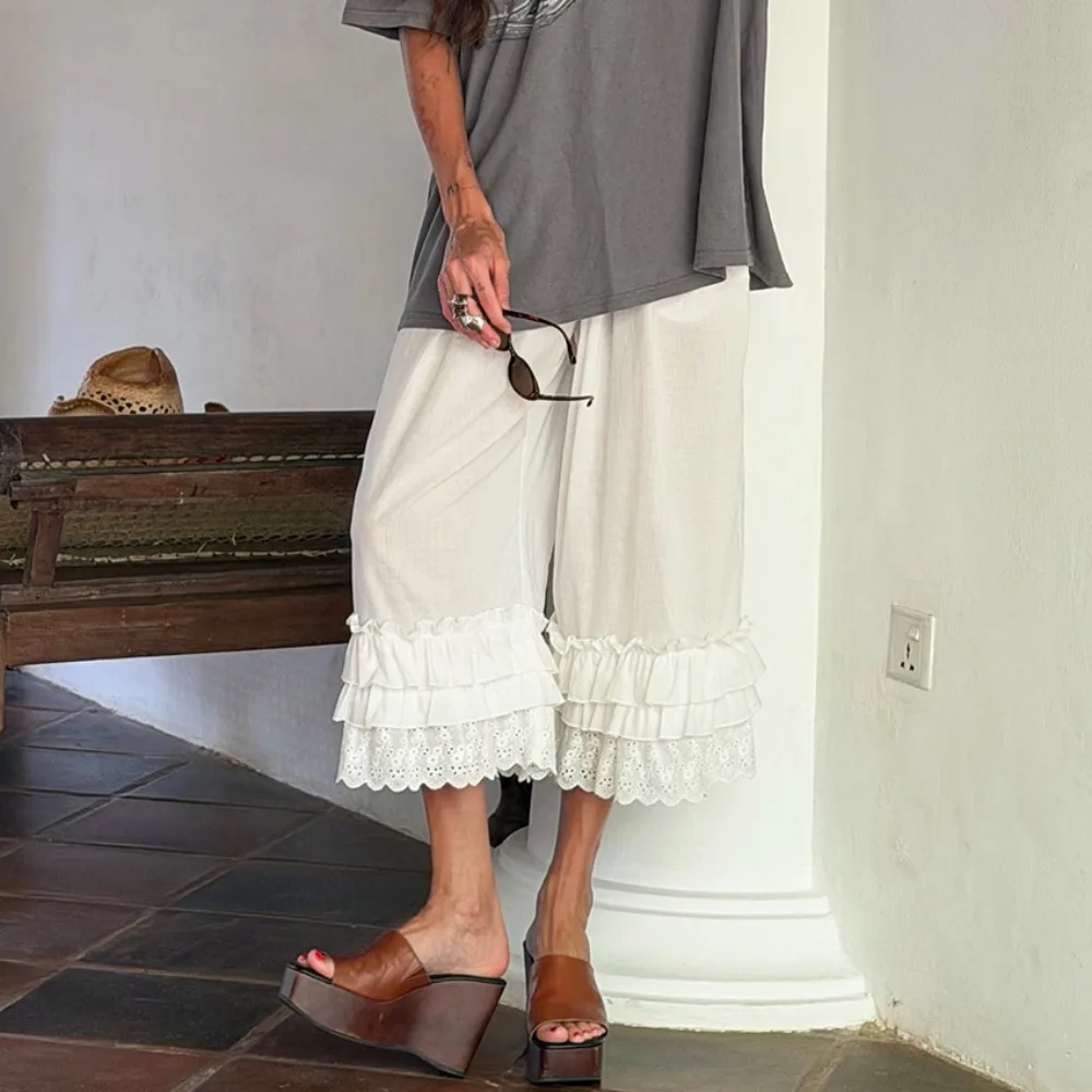 Sweet Layered Wooden Ear Design Cotton Wide Leg Pants Spring and Summer Women Chic Loose Soft Breathable Casual Straight Capris
Sweet Layered Wooden Ear Design Cotton Wide Leg Pants Spring and Summer Women Chic Loose Soft Breathable Casual Straight Capris