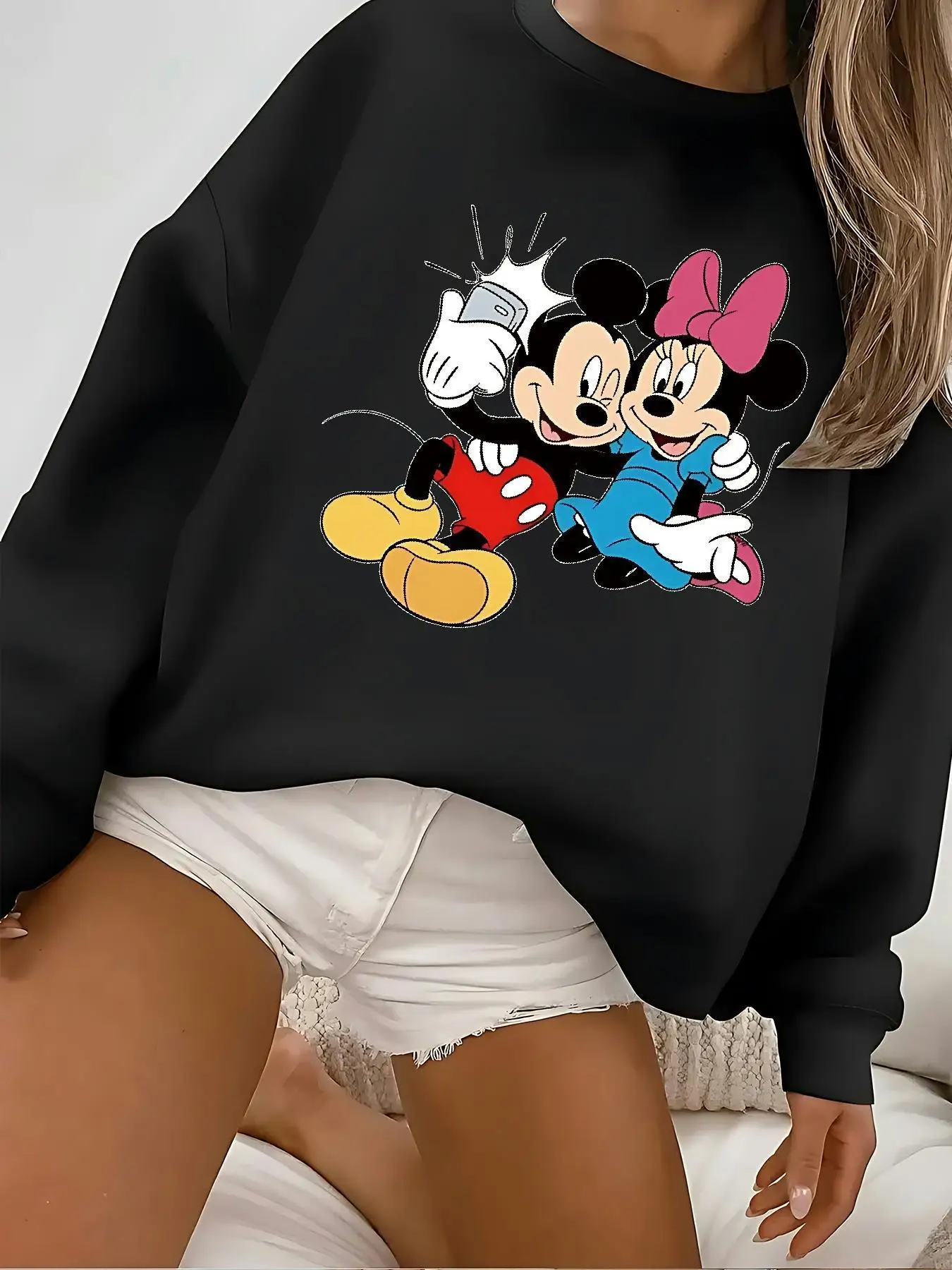 Женский рождественский пуловер с Минни Маус Диснея, модный свитер унисекс с круглым вырезом большого размера, осенне-зимний флисовый повседневный свитер
Женский рождественский пуловер с Минни Маус Диснея, модный свитер унисекс с круглым вырезом большого размера, осенне-зимний флисовый повседневный свитер