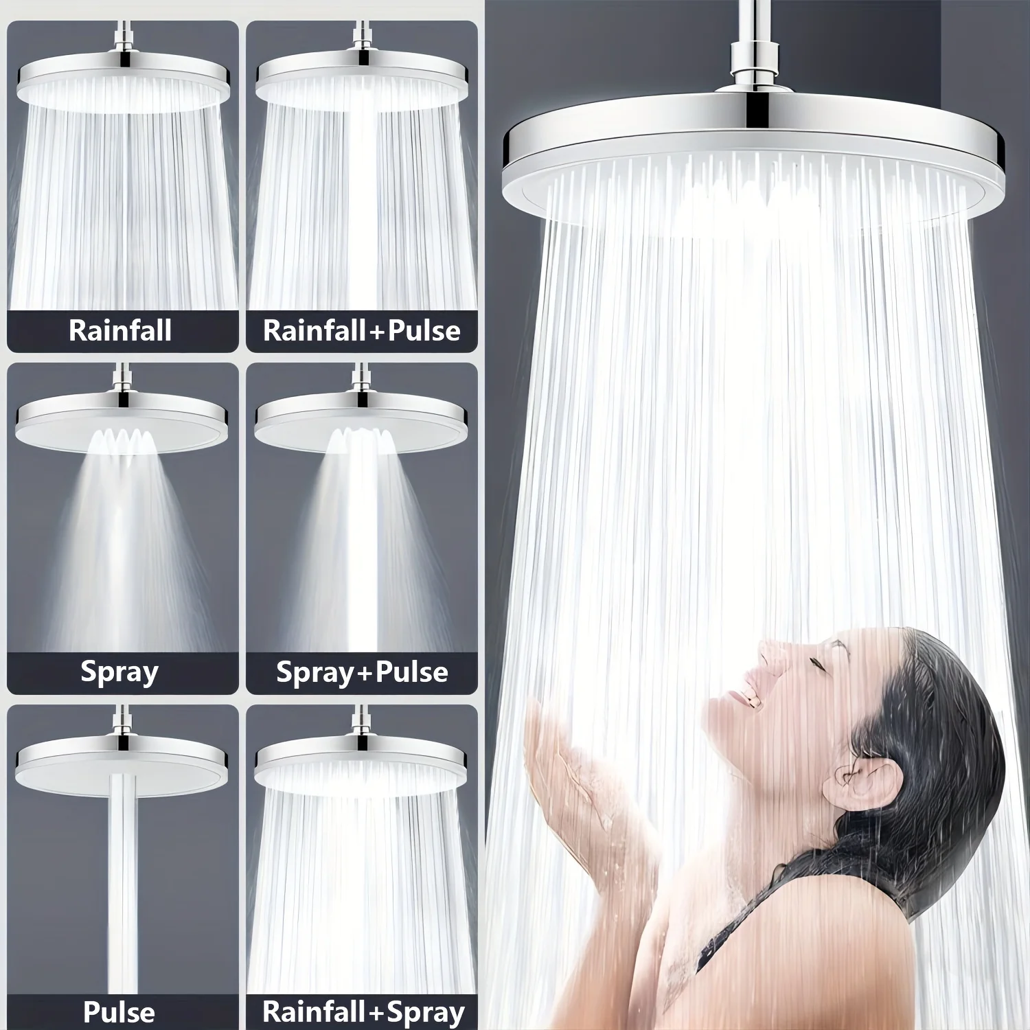6 Mode Adjustable Large 9 Inch Square Shower Nozzle Super Pressurized Rain Shower Head Top Spray Bathroom Accessory
6 Mode Adjustable Large 9 Inch Square Shower Nozzle Super Pressurized Rain Shower Head Top Spray Bathroom Accessory
