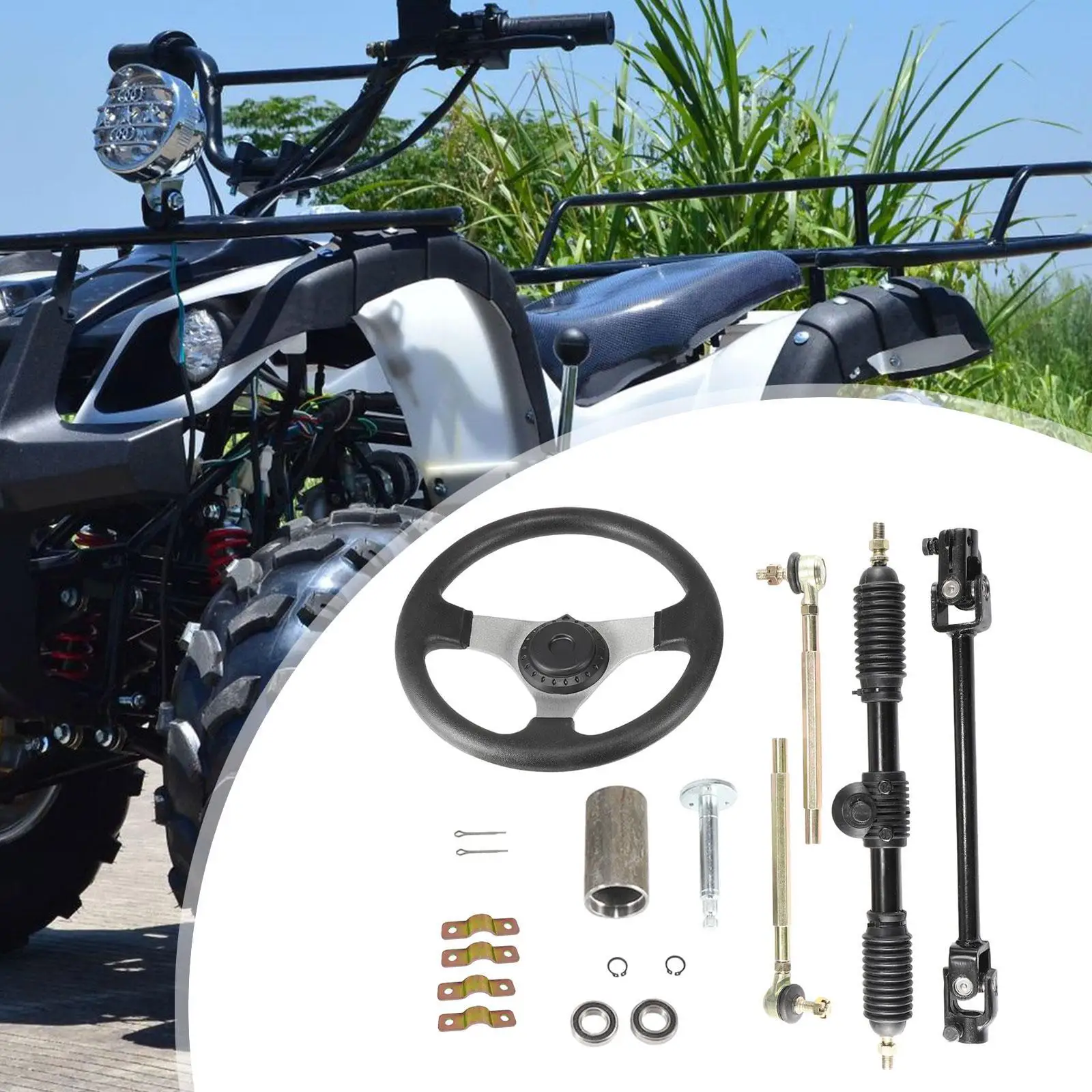 300mm Steering Wheel Steel Kit Replace Parts Easy to Install Adjustable Gear Rack Pinion for 110cc Go Kart ATV Quad Buggy
300mm Steering Wheel Steel Kit Replace Parts Easy to Install Adjustable Gear Rack Pinion for 110cc Go Kart ATV Quad Buggy