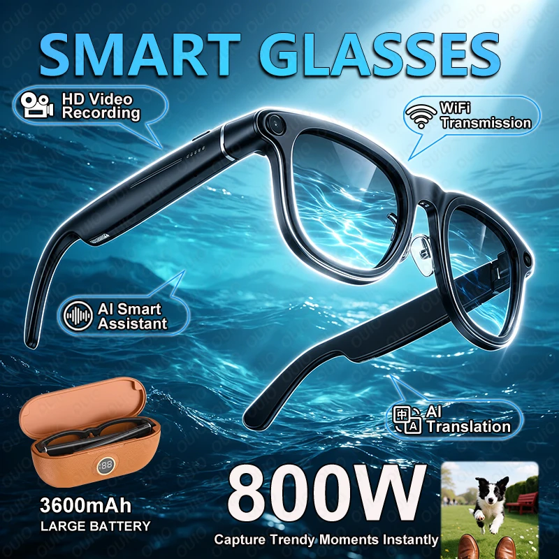 New Smart Glasses 3600mAh Charging Compartment AI Voice AI translation 800W HD Camera Photo Video Color Changing Smart Glasses
New Smart Glasses 3600mAh Charging Compartment AI Voice AI translation 800W HD Camera Photo Video Color Changing Smart Glasses