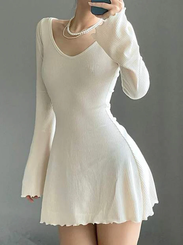 Knitting Elegant Dress For Women Spring Fall Solid Color V Neck Office Lady Irregular Hem Simple Basic Slim Dresses
Knitting Elegant Dress For Women Spring Fall Solid Color V Neck Office Lady Irregular Hem Simple Basic Slim Dresses