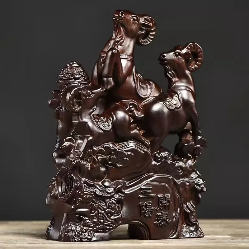 Ebony Wood Carving Three Rams Bring Bliss Decoration Solid Wood Carving Sanyang Kaitai New Chinese Style Home Living Room Decora
Ebony Wood Carving Three Rams Bring Bliss Decoration Solid Wood Carving Sanyang Kaitai New Chinese Style Home Living Room Decora