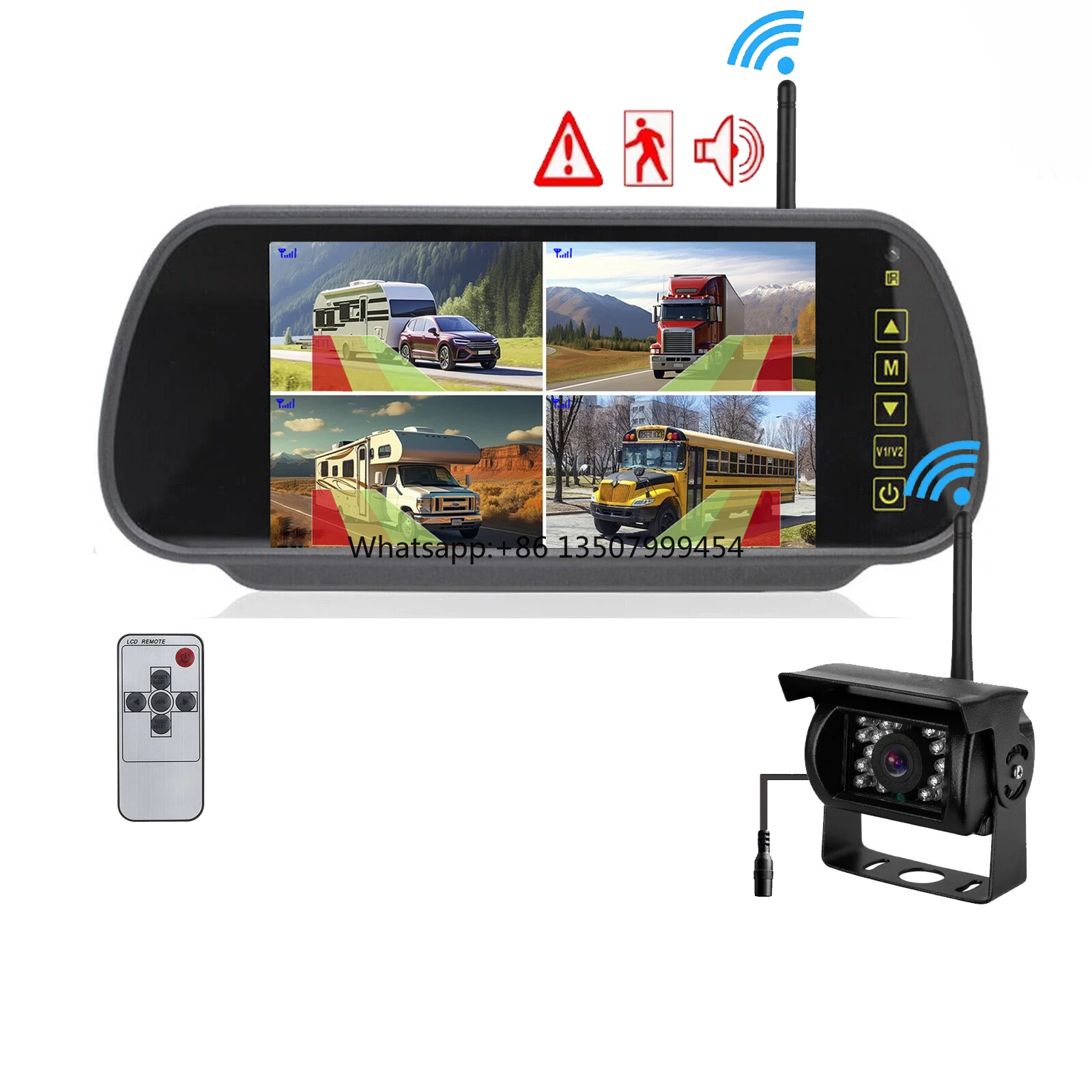 Digital Wireless 7 Inch Car Rear View Mirror Monitor 4ch BSD Ai Detection Sound Alarm Backup Camera for Truck Rvs Caravan Camper
Digital Wireless 7 Inch Car Rear View Mirror Monitor 4ch BSD Ai Detection Sound Alarm Backup Camera for Truck Rvs Caravan Camper