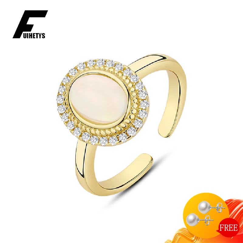 FUIHETYS Women Ring S925 Silver Jewelry with Opal Zircon Gemstone Ornaments Open Finger Rings for Wedding Party Birthday Gift
FUIHETYS Women Ring S925 Silver Jewelry with Opal Zircon Gemstone Ornaments Open Finger Rings for Wedding Party Birthday Gift