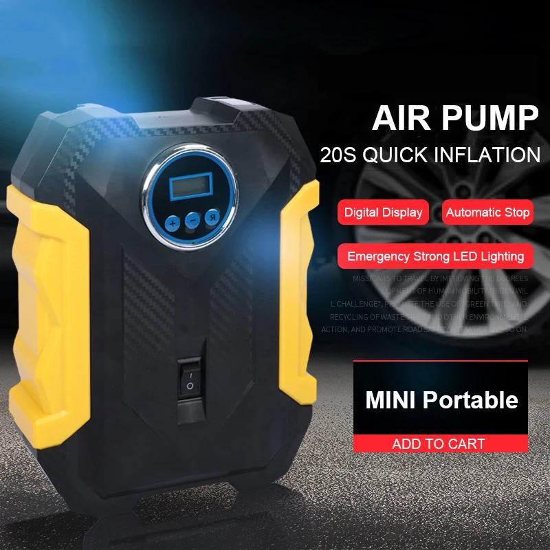 Portable Car Air Compressor Digital Display Tire Inflator DC12V LED Light Electric Car Air Pump Smart 150PSI Car Tire Inflatable
Portable Car Air Compressor Digital Display Tire Inflator DC12V LED Light Electric Car Air Pump Smart 150PSI Car Tire Inflatable