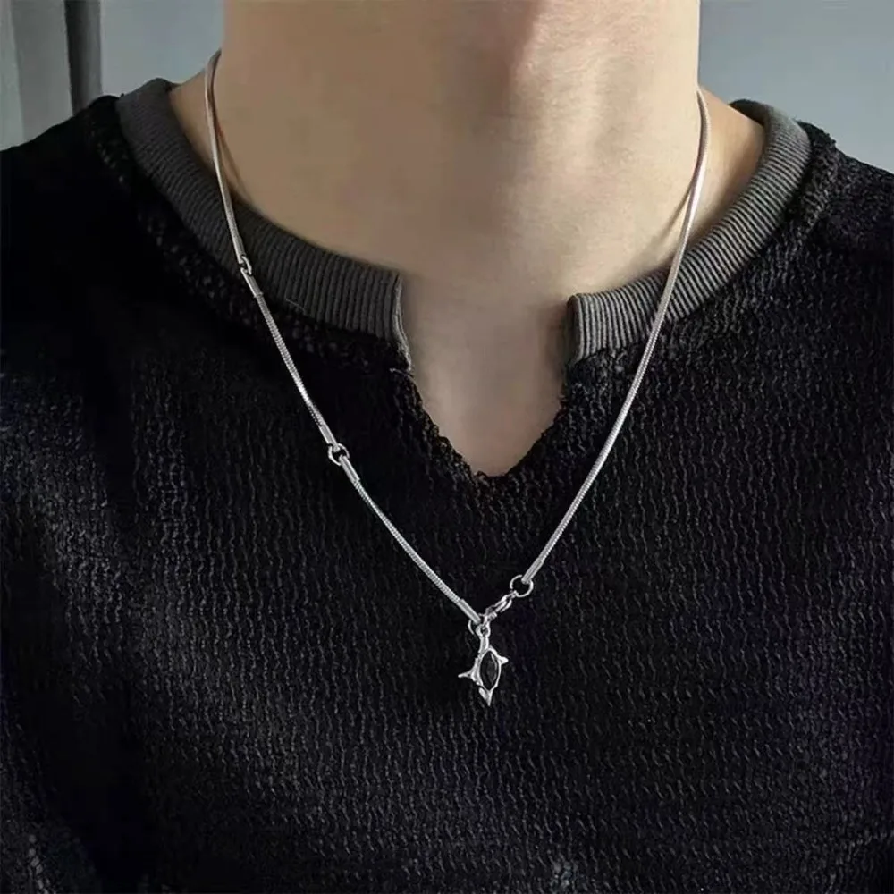 Alloy Cross Starlight Necklaces Cross Star Double Ring Shape Men Necklace Streetwear Titanium Steel Clavicle Chains Men Boys 
Alloy Cross Starlight Necklaces Cross Star Double Ring Shape Men Necklace Streetwear Titanium Steel Clavicle Chains Men Boys