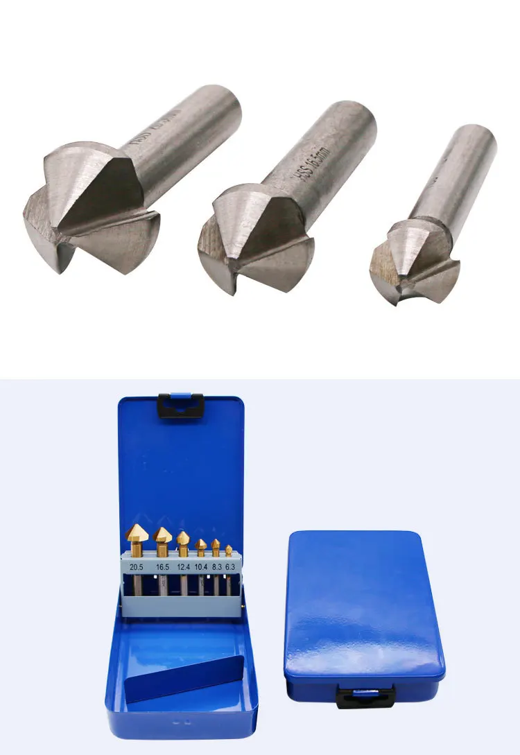 6Pcs 3 Flutes 90 Degree HSS Chamfering Cutter Woodworking Milling Cutter Countersink Drill Bit Hole Opener Set 6.3-20.5mm
6Pcs 3 Flutes 90 Degree HSS Chamfering Cutter Woodworking Milling Cutter Countersink Drill Bit Hole Opener Set 6.3-20.5mm