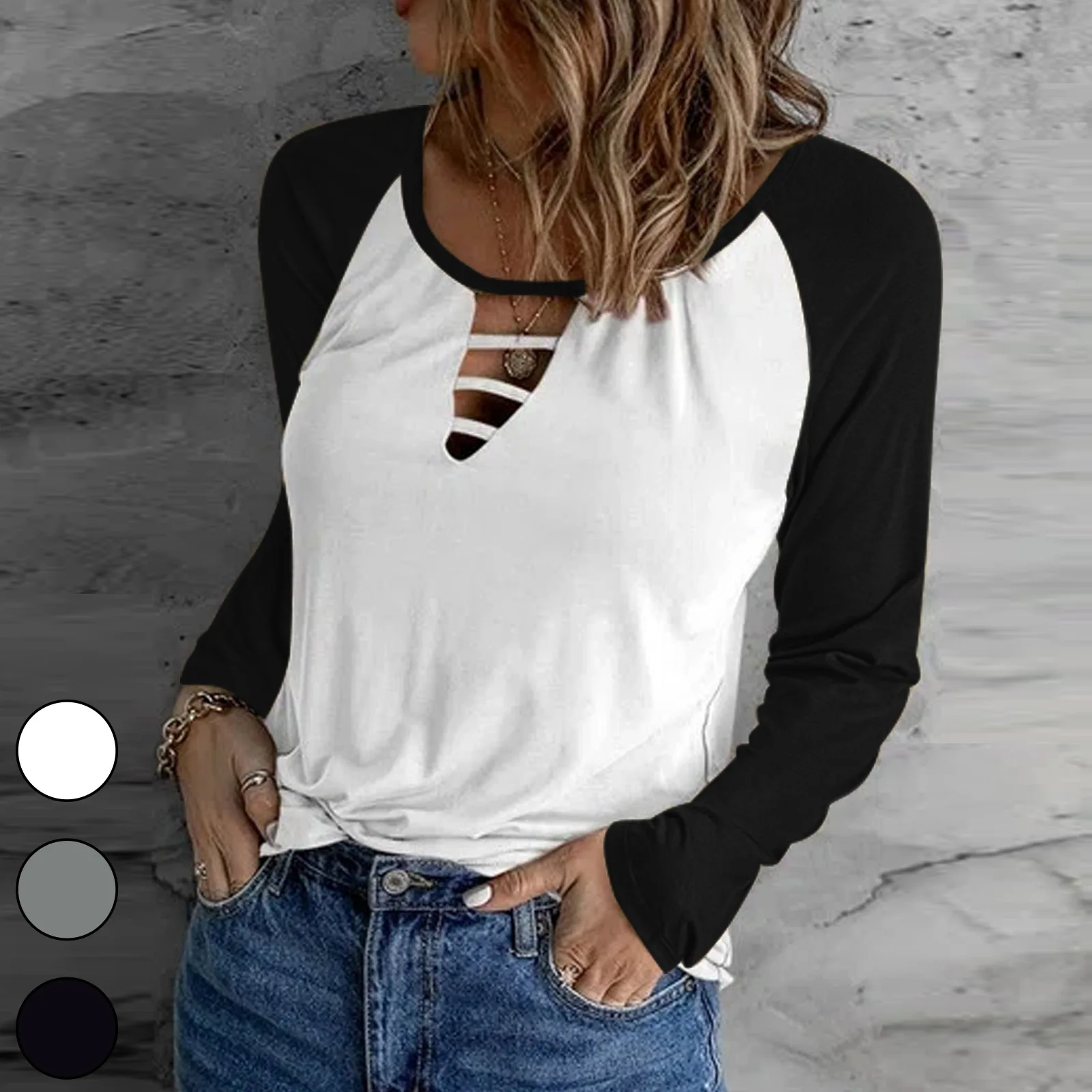Spring and Autumn New Women's Casual Round Neck Long-sleeved Top T-shirt Fashion Commuter All-match Stitching Lady Tops
Spring and Autumn New Women's Casual Round Neck Long-sleeved Top T-shirt Fashion Commuter All-match Stitching Lady Tops