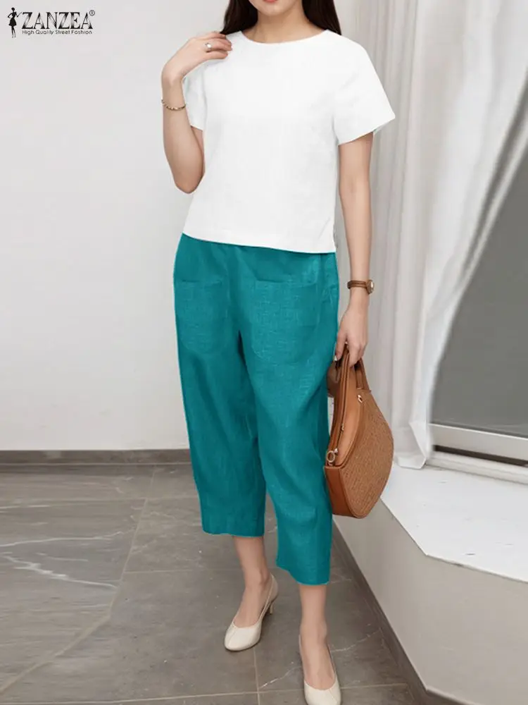 ZANZEA Solid Vintage Sets Women O Neck Tops Elastic Waist Calf-Length Pants 2025 Casual Loose Suits Fashion Matching Sets 2pcs
ZANZEA Solid Vintage Sets Women O Neck Tops Elastic Waist Calf-Length Pants 2025 Casual Loose Suits Fashion Matching Sets 2pcs
