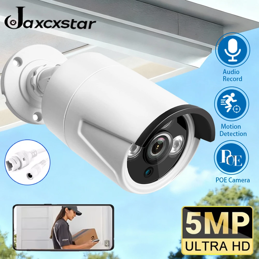 IP-камера 2K H.265 POE, уличная пулевидная камера видеонаблюдения, домашнее аудио, 5 МП, инфракрасная камера ночного видения для POE NVR
IP-камера 2K H.265 POE, уличная пулевидная камера видеонаблюдения, домашнее аудио, 5 МП, инфракрасная камера ночного видения для POE NVR