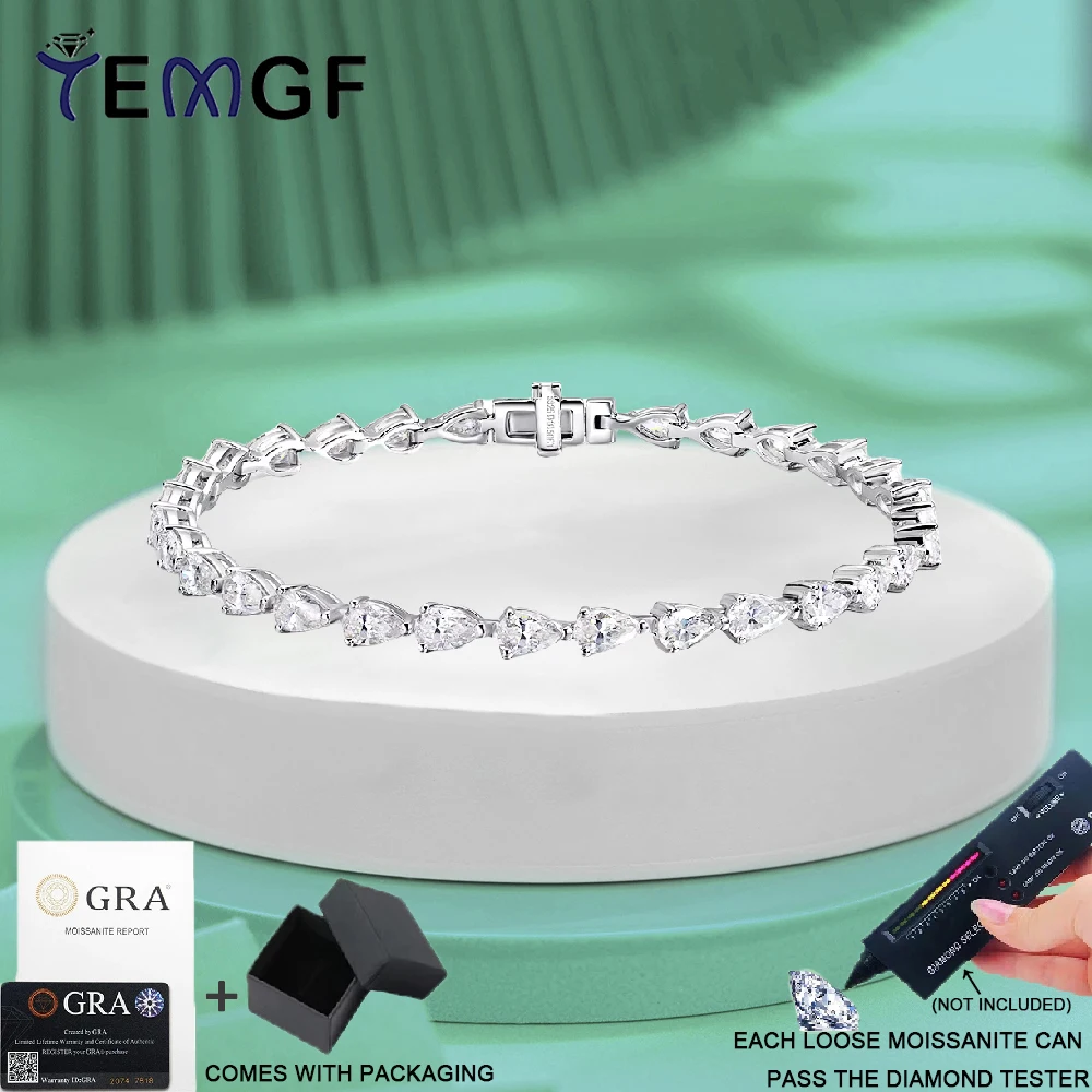 Браслет TEMGF с полным муассанитом 3*5 мм, цепочка из стерлингового серебра S925 с каплями воды для женщин, свадебные сверкающие роскошные ювелирные изделия
Браслет TEMGF с полным муассанитом 3*5 мм, цепочка из стерлингового серебра S925 с каплями воды для женщин, свадебные сверкающие роскошные ювелирные изделия