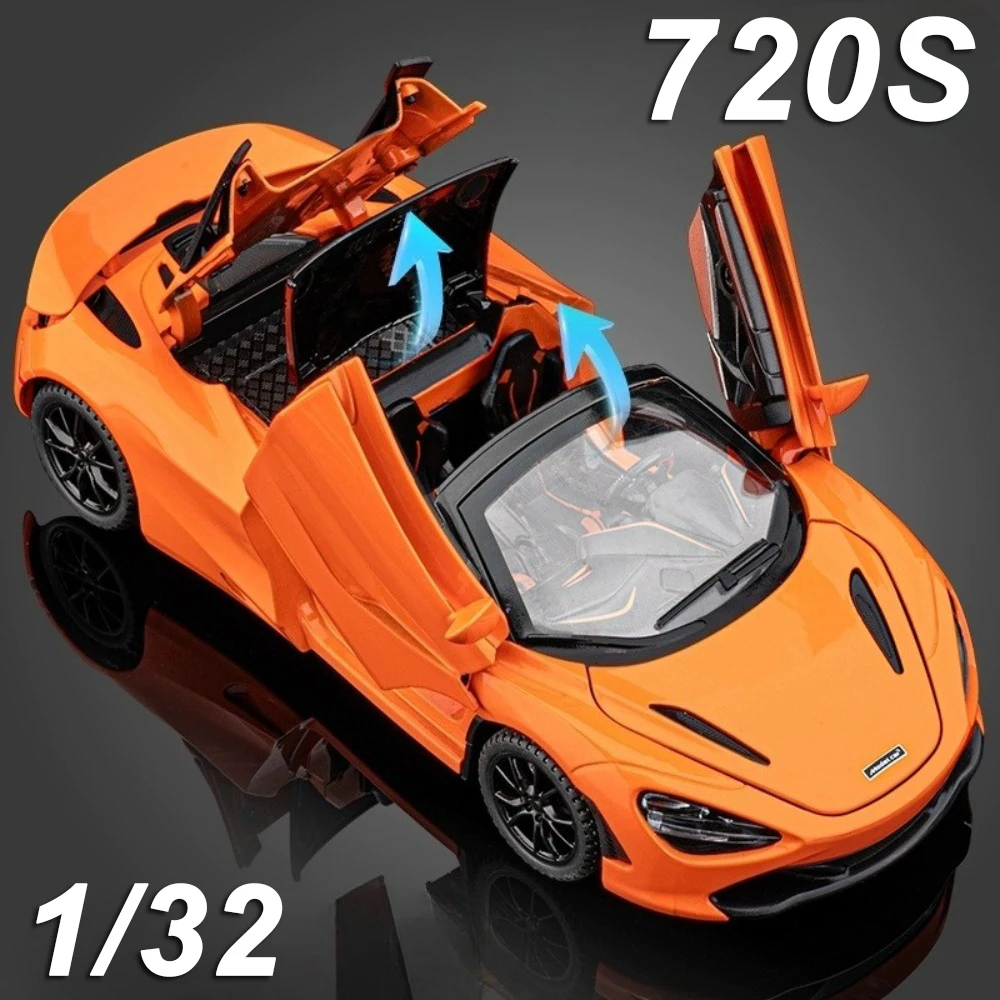 1:32 720S F1 Миниатюрная модель игрушки, литой автомобиль из сплава со звуковым светом, откатные двери, открытая миниатюрная машина для мальчика, Рождественский подарок
1:32 720S F1 Миниатюрная модель игрушки, литой автомобиль из сплава со звуковым светом, откатные двери, открытая миниатюрная машина для мальчика, Рождественский подарок