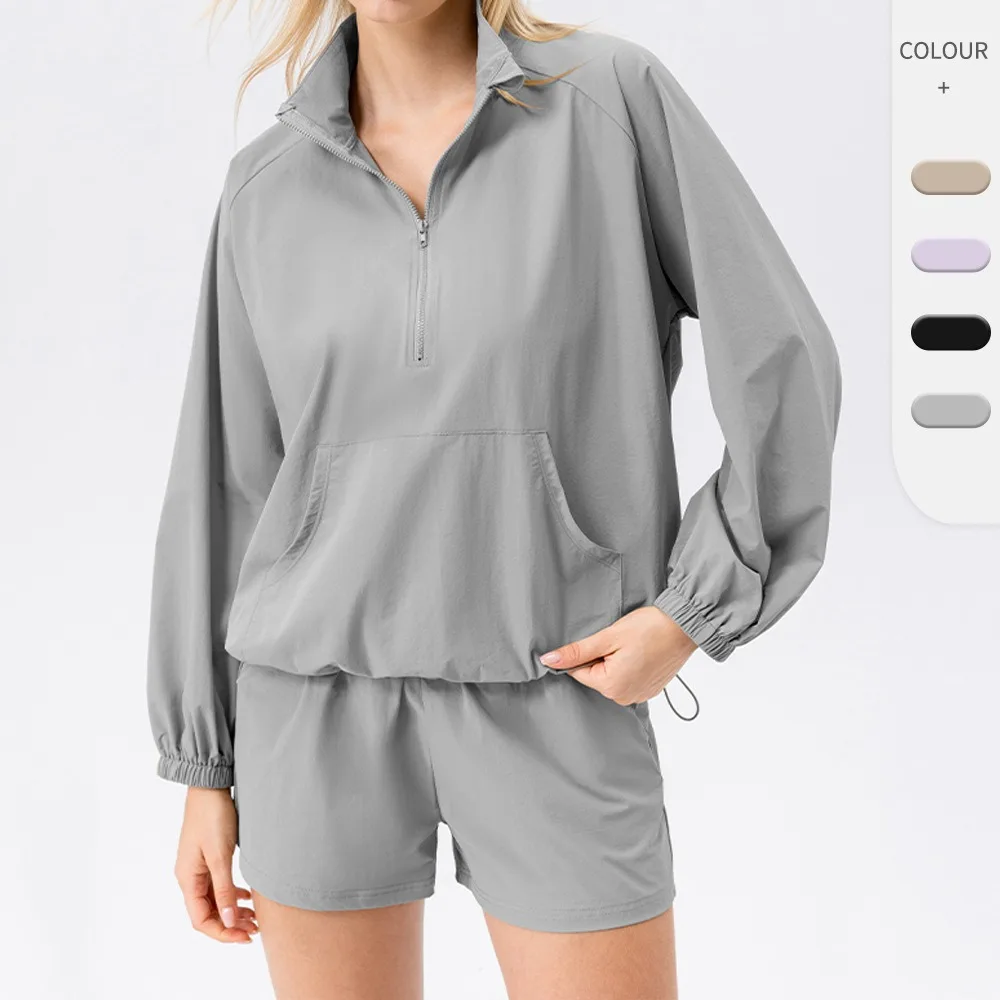 Women Stand Collar 2 Piece Tracksuit Loose Long Sleeve Jacket + Shorts Set Quick Dry Fitness Running Casual Outfit
Women Stand Collar 2 Piece Tracksuit Loose Long Sleeve Jacket + Shorts Set Quick Dry Fitness Running Casual Outfit