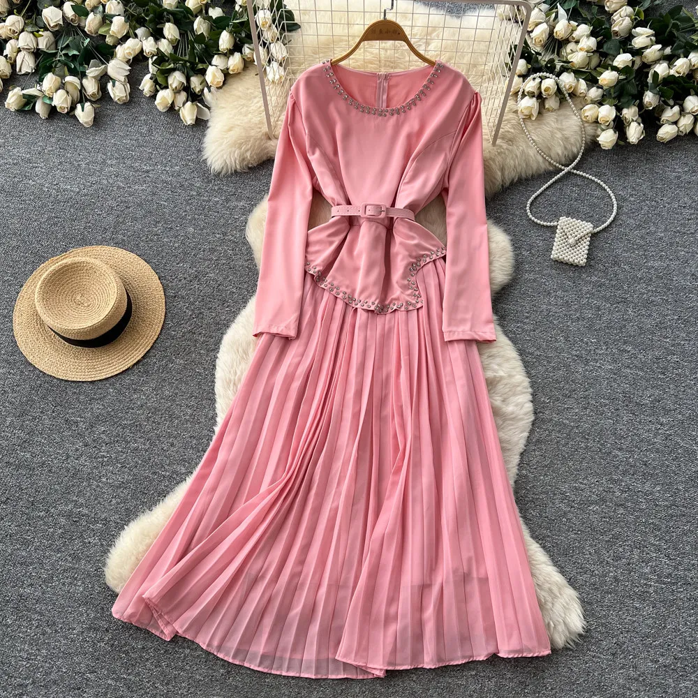 2026 New Red Long Sleeve A Line Slim Fit Dress Women Spring Summer Commute Waist Cinching Slimming Pleated Long Dress
2026 New Red Long Sleeve A Line Slim Fit Dress Women Spring Summer Commute Waist Cinching Slimming Pleated Long Dress