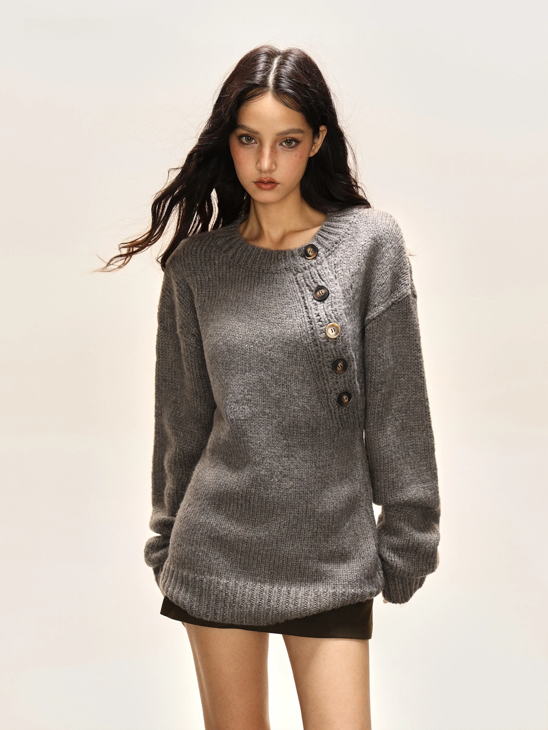 Gray Casual Knitted Sweater Women's Autumn Spring Half Open Collar Slimming Design Sensation Top Warmth Heating Long Sleeve
Gray Casual Knitted Sweater Women's Autumn Spring Half Open Collar Slimming Design Sensation Top Warmth Heating Long Sleeve