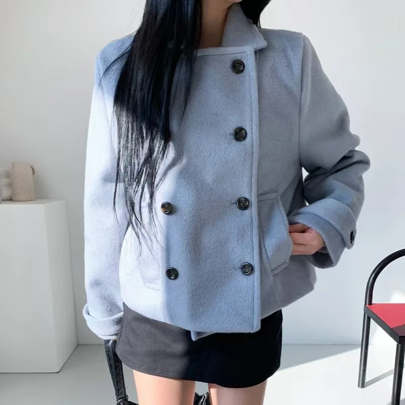 Korean Retro School Sle Lapel Double-Breasted Jacket For Women French Fashion Vintage Cotton Casual Autumn Winter Woolen Coat
Korean Retro School Sle Lapel Double-Breasted Jacket For Women French Fashion Vintage Cotton Casual Autumn Winter Woolen Coat