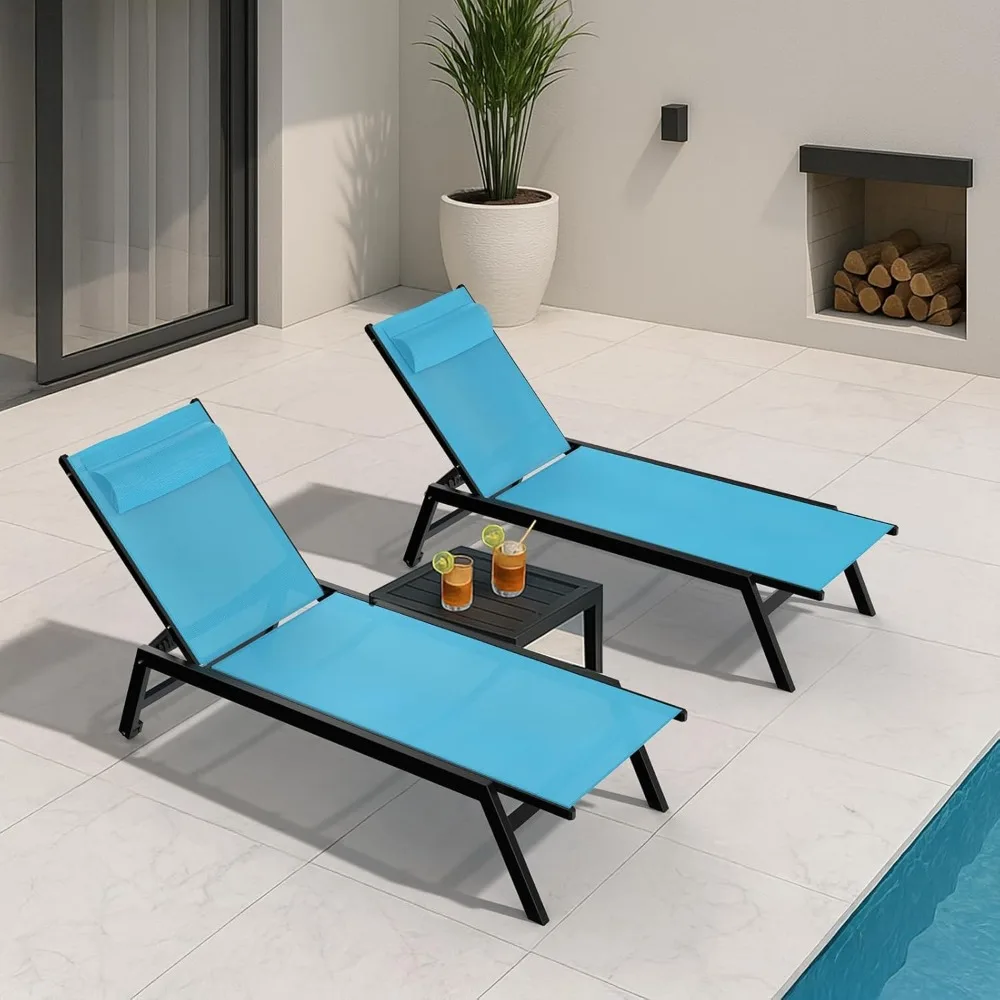 Outdoor Aluminum Lounge Chair -Set of 2 with 5 Position Adjustable Backrest, Textilene Fabric, Two Wheels, Headrest for Pool
Outdoor Aluminum Lounge Chair -Set of 2 with 5 Position Adjustable Backrest, Textilene Fabric, Two Wheels, Headrest for Pool