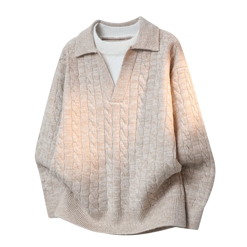 Мужской повседневный вязаный свитер с воротником, узором «косы» и эффектом двухслойности, осенне-зимний, новый, из полиэстера, теплый, мягкий, комфортный
Мужской повседневный вязаный свитер с воротником, узором «косы» и эффектом двухслойности, осенне-зимний, новый, из полиэстера, теплый, мягкий, комфортный