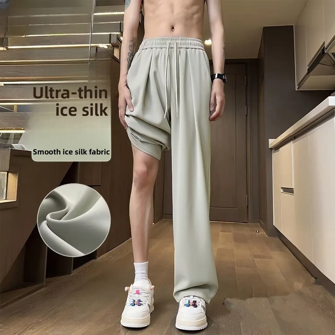 Men's Summer Thin Ice Silk Pants Wide Leg Suit Casual Loose Long Trousers able Air Conditioning Pants Straight Cut
Men's Summer Thin Ice Silk Pants Wide Leg Suit Casual Loose Long Trousers able Air Conditioning Pants Straight Cut