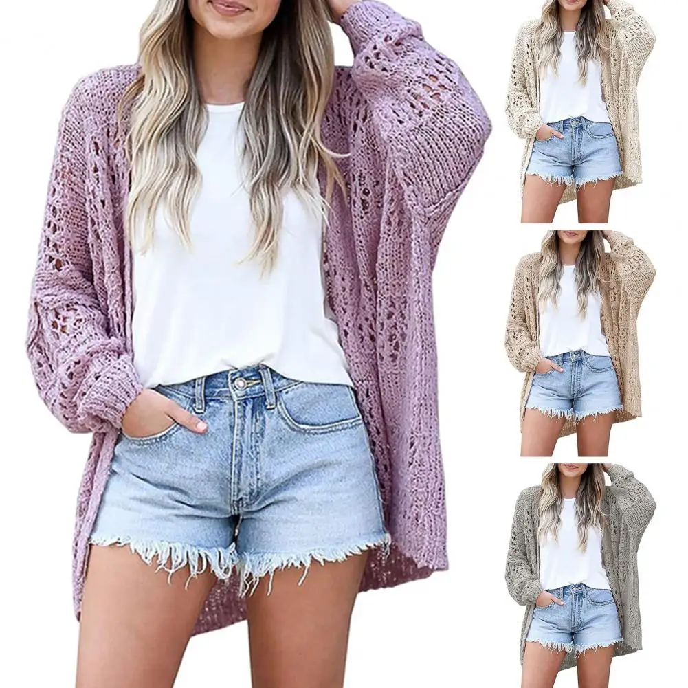 Women Knitted Cardigan Sweater Hollow Out Loose Long Sleeve Solid Color Mid Length Jacket Elegant Knitwear Cardigan for Women
Women Knitted Cardigan Sweater Hollow Out Loose Long Sleeve Solid Color Mid Length Jacket Elegant Knitwear Cardigan for Women