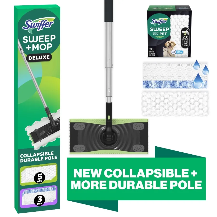 Sweep + Mop Deluxe Floor Cleaner Bundle Includes 1 Sweep + Mop Device 25 Heavy Duty Dry Sweeping Cloths 3 Heavy Duty Wet Moppin
Sweep + Mop Deluxe Floor Cleaner Bundle Includes 1 Sweep + Mop Device 25 Heavy Duty Dry Sweeping Cloths 3 Heavy Duty Wet Moppin