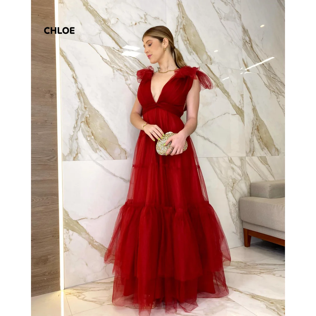 Customized Evening Dresses for Luxury Party Dress Short Sleeves V-neck Elegant Woman Dress Rose Red Line A Women's Ball Gown
Customized Evening Dresses for Luxury Party Dress Short Sleeves V-neck Elegant Woman Dress Rose Red Line A Women's Ball Gown