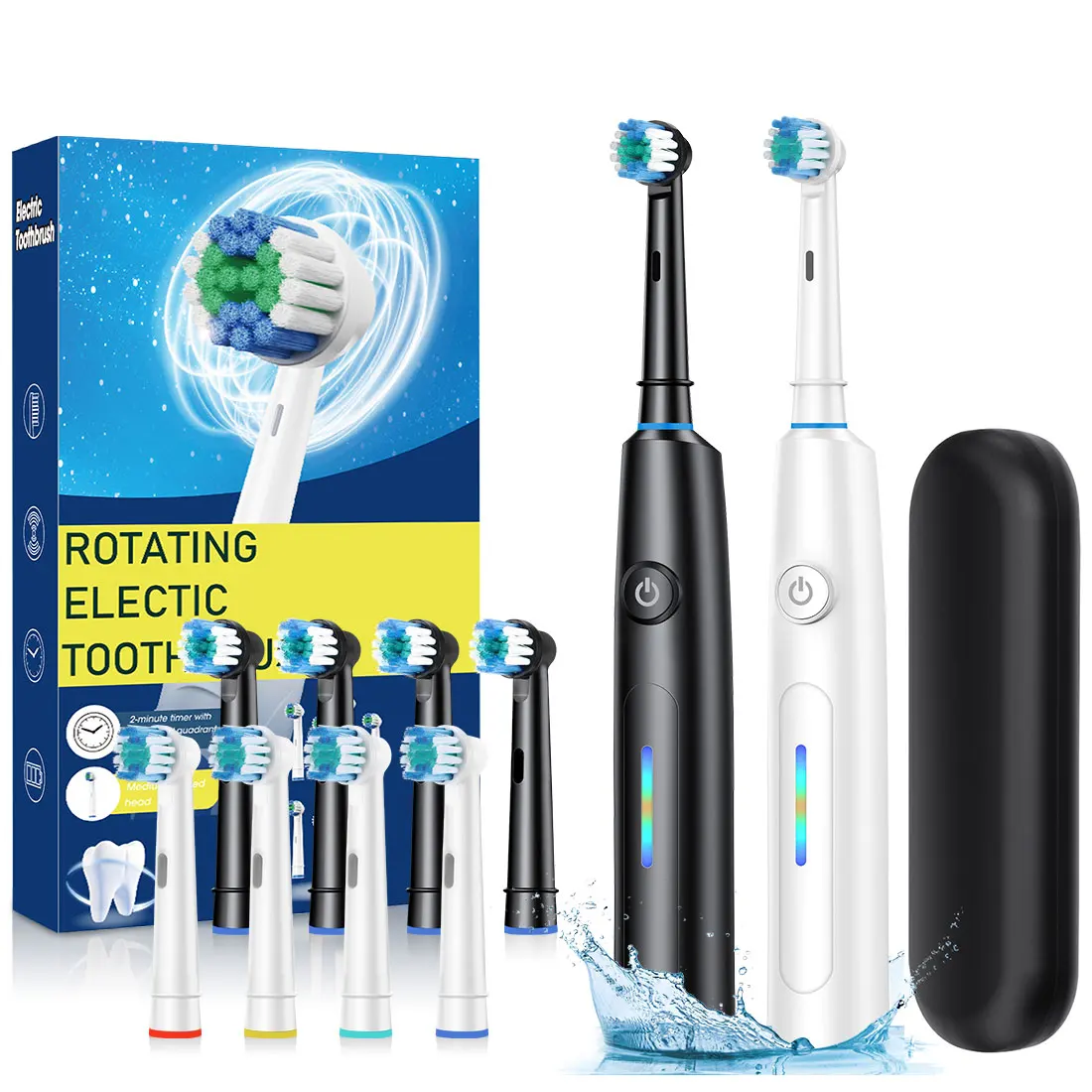 3D Rotating Timer Electric Toothbrush 5 Modes Teeth Whitening Rechargeable Rotary Electric Toothbrush with Replace Brush Heads
3D Rotating Timer Electric Toothbrush 5 Modes Teeth Whitening Rechargeable Rotary Electric Toothbrush with Replace Brush Heads