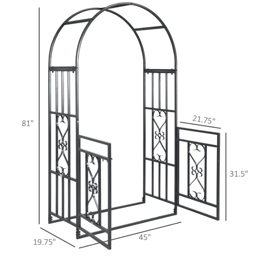 81" Metal Garden Arbor with Double Doors Locking Gate Climbing Vine Frame with Heart Motifs Arch for Wedding Bridal Party Decor
81" Metal Garden Arbor with Double Doors Locking Gate Climbing Vine Frame with Heart Motifs Arch for Wedding Bridal Party Decor