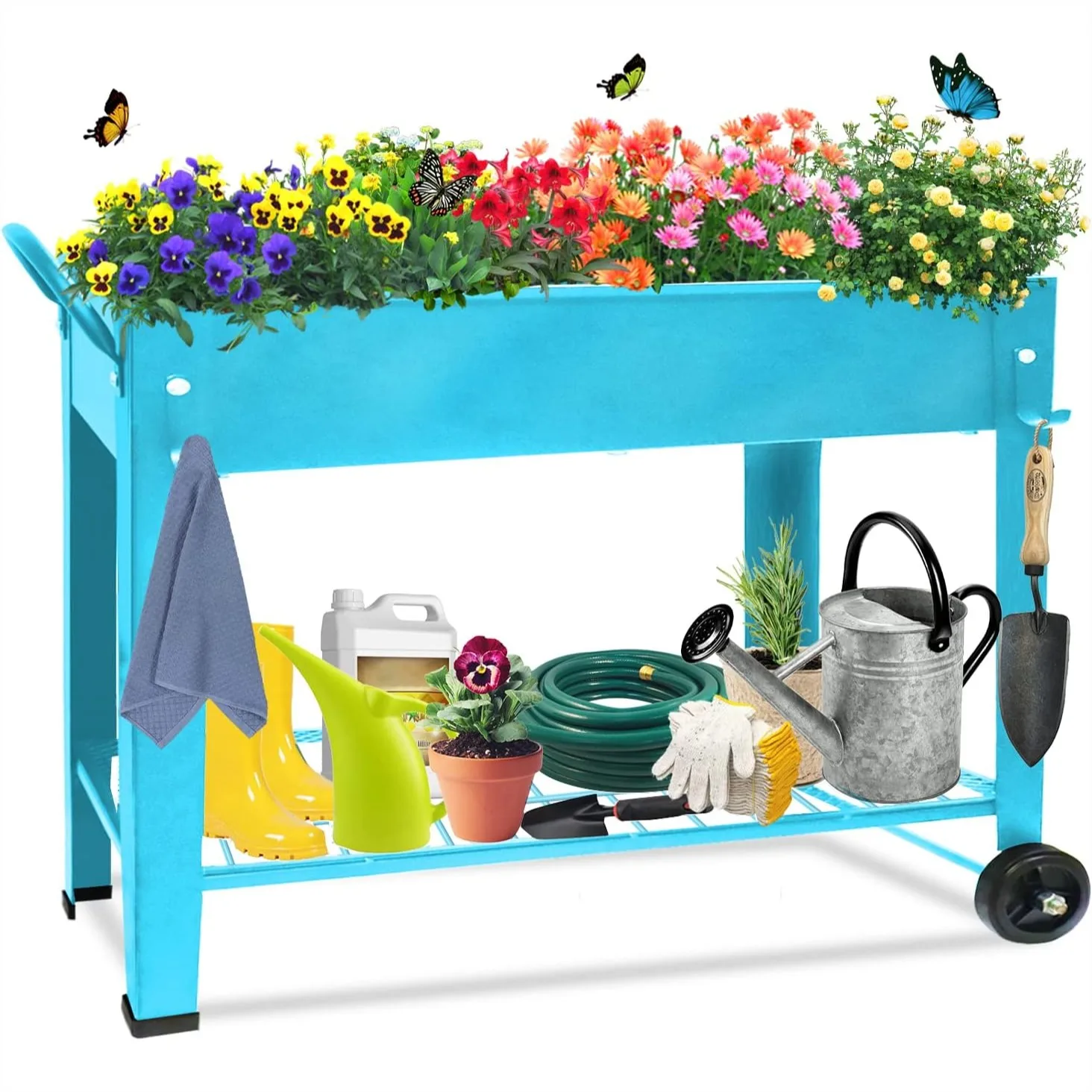 Raised Planter Box with Wheels, Elevated Garden Bed for Indoor Outdoor, Large Metal Mobile Planter with Bottom Shelf for Tools
Raised Planter Box with Wheels, Elevated Garden Bed for Indoor Outdoor, Large Metal Mobile Planter with Bottom Shelf for Tools