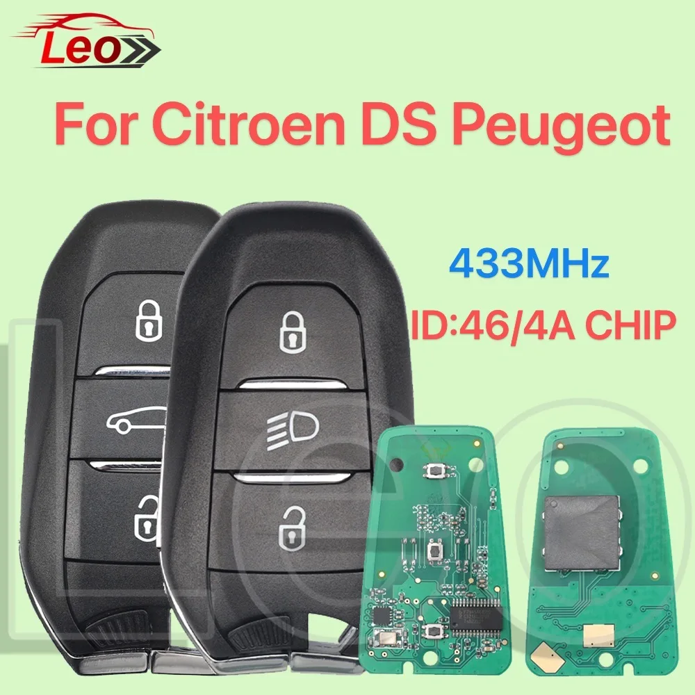 Leo Car Smart Remote Key For DS Peugeot 208 301 308 508 3008 5008 Citroen C3 C4 C4L C5 Picasso DS5 DS6 4A/46 CHIP 433MHz PCF7945
Leo Car Smart Remote Key For DS Peugeot 208 301 308 508 3008 5008 Citroen C3 C4 C4L C5 Picasso DS5 DS6 4A/46 CHIP 433MHz PCF7945