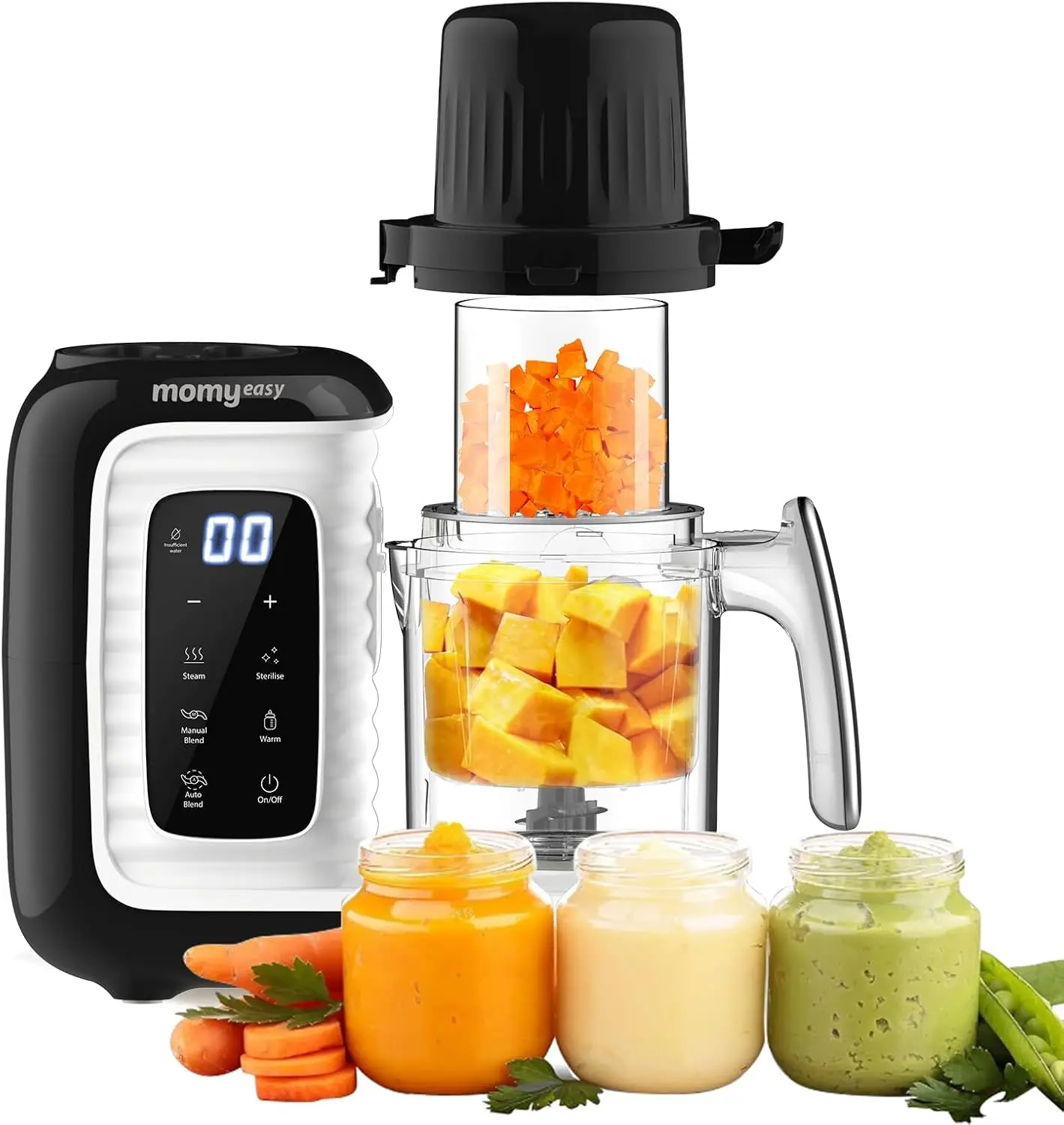 4-in-1 Baby Food Maker: Steamer, Blender, Warmer & Grinder, Auto & Manual Modes, BPA-Free
4-in-1 Baby Food Maker: Steamer, Blender, Warmer & Grinder, Auto & Manual Modes, BPA-Free