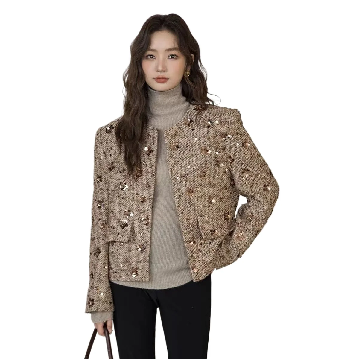 Women's Sequined Short Jacket, New Coat Coarse Tweed Fashion Heavy Industry Top
Women's Sequined Short Jacket, New Coat Coarse Tweed Fashion Heavy Industry Top