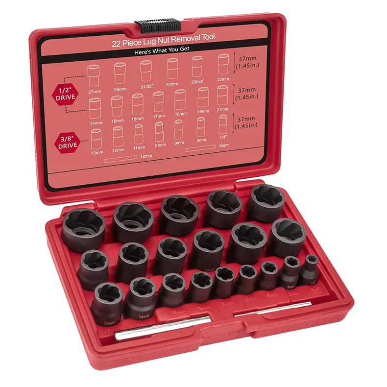 22Pcs set nut remover, damaged and incomplete screw nut remover, manufacturer wholesale broken wire remover
22Pcs set nut remover, damaged and incomplete screw nut remover, manufacturer wholesale broken wire remover