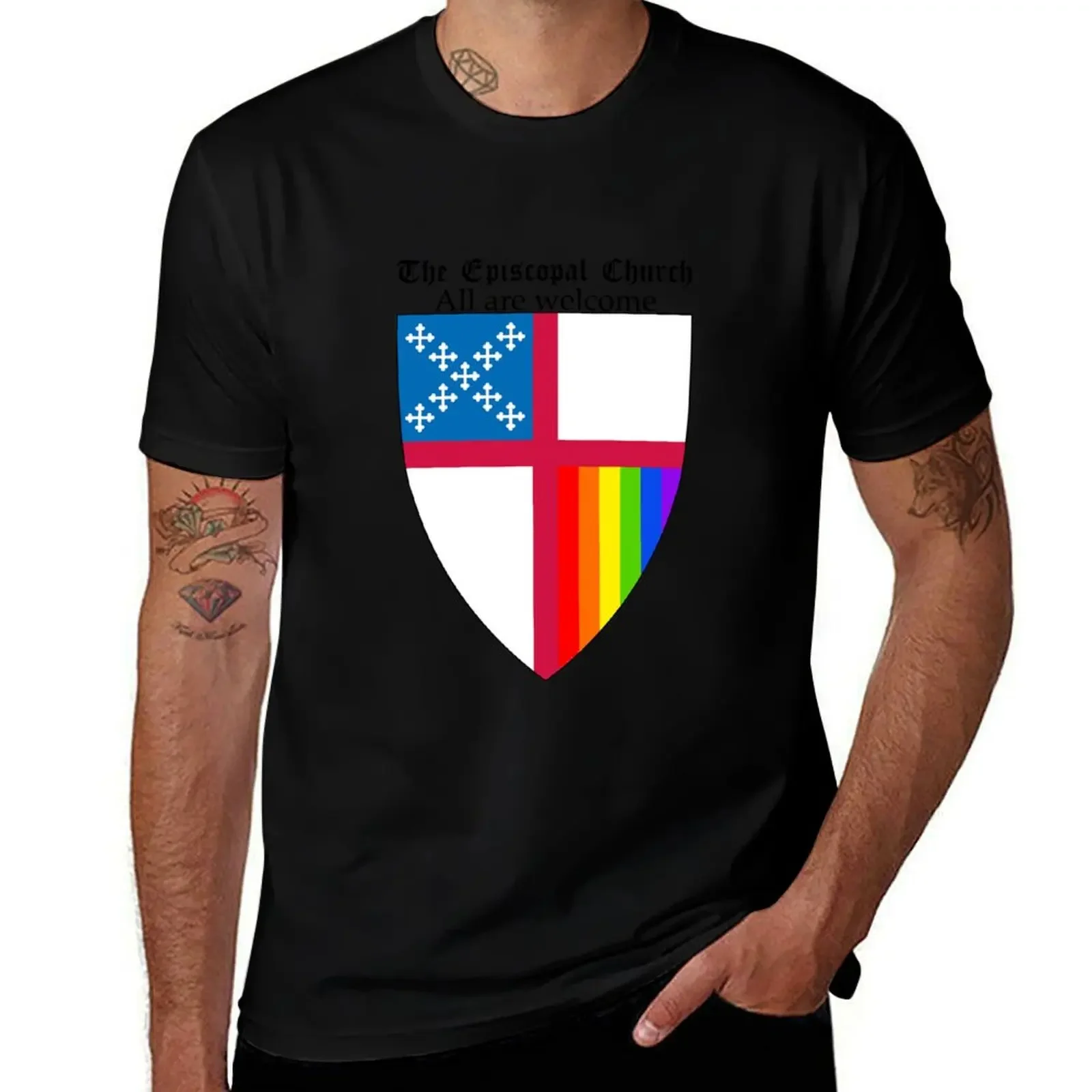 Episcopal Church Shield with Rainbow Pride Vertical Stripes 1 T-Shirt oversized big and tall t shirts for men
Episcopal Church Shield with Rainbow Pride Vertical Stripes 1 T-Shirt oversized big and tall t shirts for men