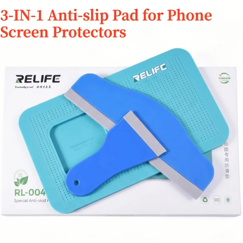 Relife 3-in-1 Screen Film Protector Anti-slip Pad Multiple Devices Camera Protection Silicone Pad Repair Kits With 2 Scraper
Relife 3-in-1 Screen Film Protector Anti-slip Pad Multiple Devices Camera Protection Silicone Pad Repair Kits With 2 Scraper