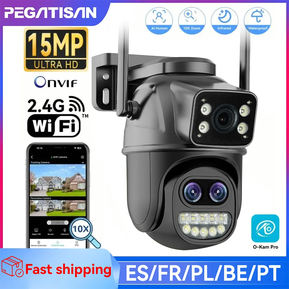 WiFi PTZ Outdoor Dual Screen 10X Zoom Human Detection 10MP Surveillance Video Camera O-Kam Pro Security Camera
WiFi PTZ Outdoor Dual Screen 10X Zoom Human Detection 10MP Surveillance Video Camera O-Kam Pro Security Camera