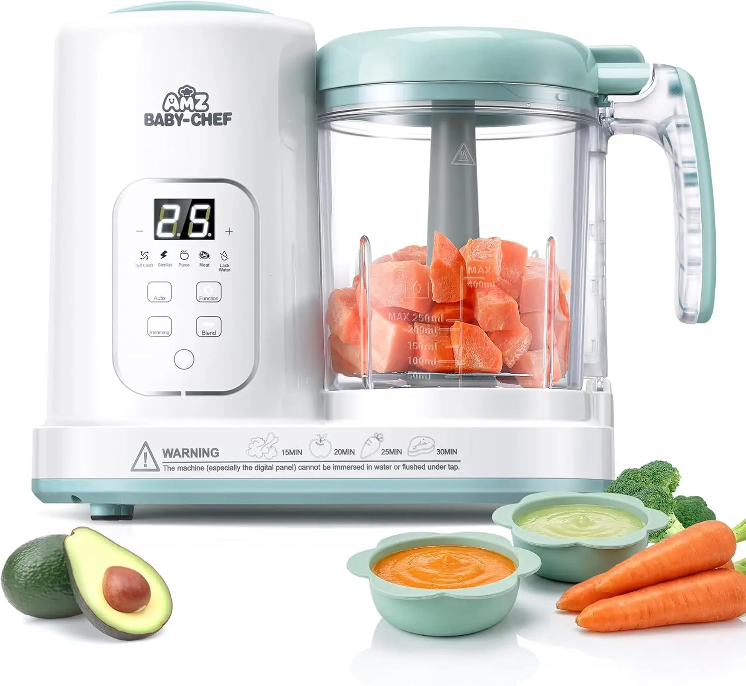 4-in-1 Baby Food Steamer and Blender, Auto Steam & Puree Maker with Self-Clean, BPA-Free, White+Green
4-in-1 Baby Food Steamer and Blender, Auto Steam & Puree Maker with Self-Clean, BPA-Free, White+Green